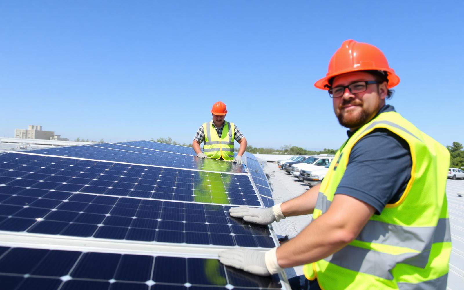 Instalace fotovoltaických panelů týmem E plus